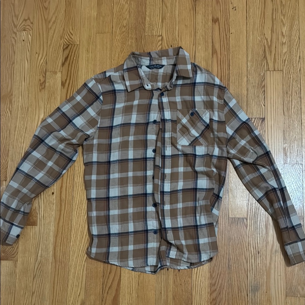Alpine Casual Brown and White Plaid Shirt